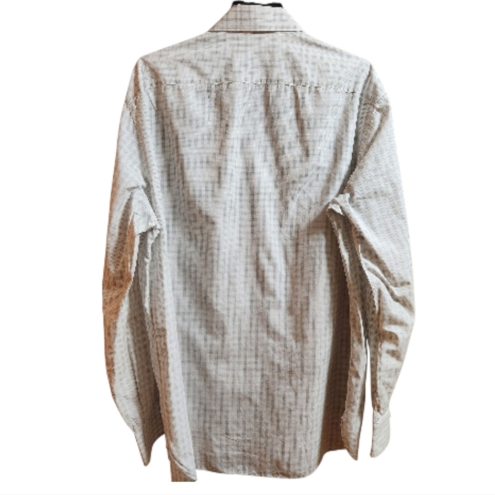 Isaia White and Gray Cotton Checkered Shirt - Picture 2 of 5